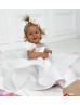 White Grid Lace Tulle V Back Short Flower Girl Dress